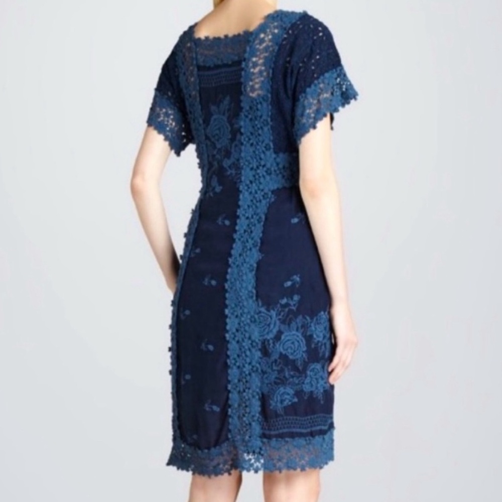 Johnny Was Rose Garden Georgette Lace Crocheted Dress in Blue Size 2X - Picture 6 of 12